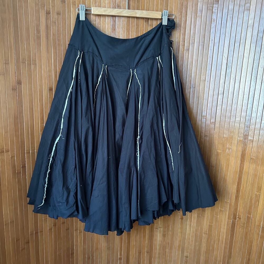 Vintage Early 2000s AllSaints Raw Hem Full Cotton Fiesta Skirt Black - Picture 5 of 6